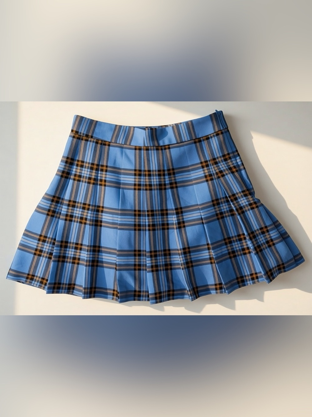 Sunday Best Blue Plaid Pleated Mini Skirt Size 4 Preppy Academia Y2K Fall Indie - Picture 2 of 4